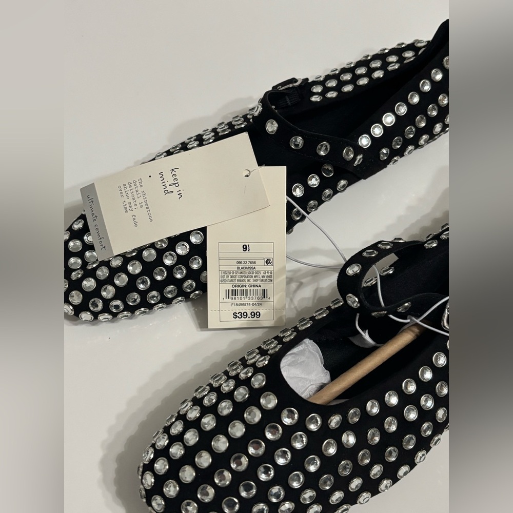 A New Day Women's Issa Rhinestone Mary Jane Ballet Flats Black Size 9.5 - Picture 3 of 5